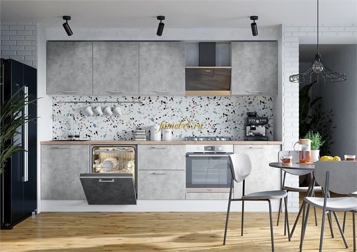 Кухня Европа 3000 посудомойка, цвет бетон