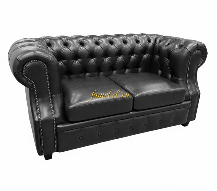 Честер Лофт 2-х местный, экокожа чёрный