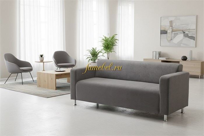 Офисный диван Томи велюр серый в интерьере