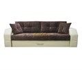 Диван Еврокнижка Манчестер с подсветкой 160 велюр коричневый кожа бежевый